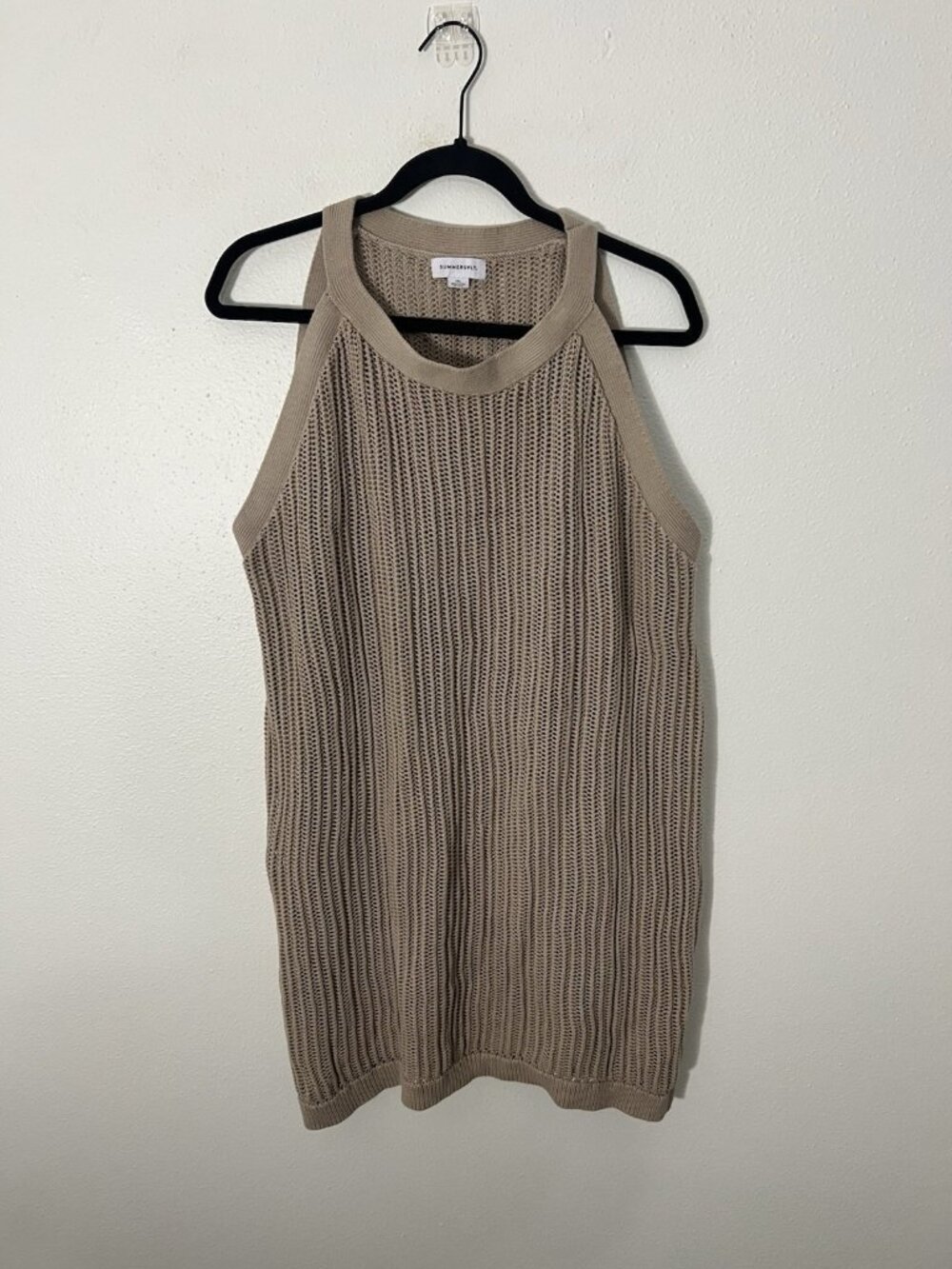 Summersalt Tan Knit Cotton Crochet Coverup Mini Dress Size 1XL